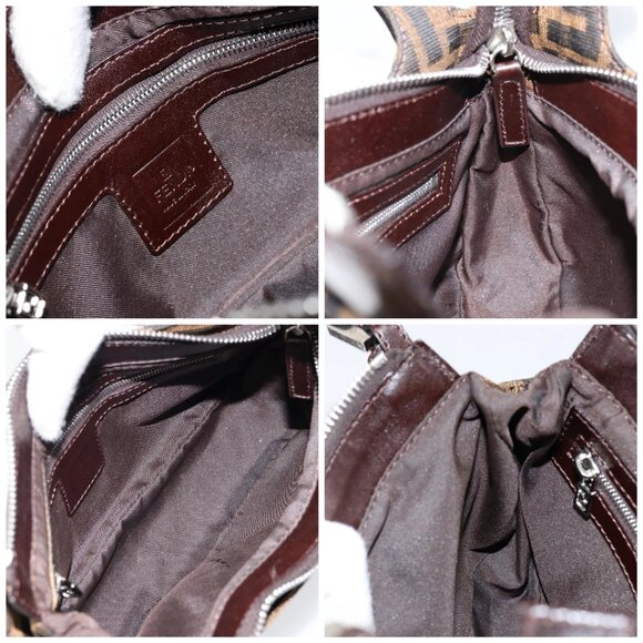 FENDI Zucca Canvas Shoulder Bag Black Brown Auth 146505 - Picture 15 of 16